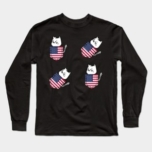 Patriotic Pocket Pussy - Cat Lover -  American Patriot Long Sleeve T-Shirt